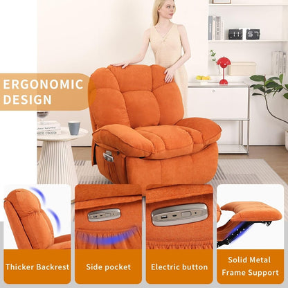 Fauteuil inclinable pivotant électrique XINMICS, fauteuils inclinables à bascule massants avec chauffage, USB, USB-C et poche latérale