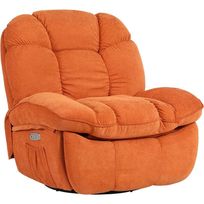 Fauteuil inclinable pivotant électrique XINMICS, fauteuils inclinables à bascule massants avec chauffage, USB, USB-C et poche latérale