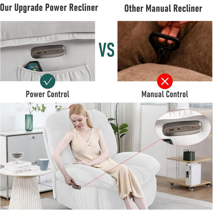 Fauteuil inclinable pivotant électrique XINMICS, fauteuils inclinables à bascule massants avec chauffage, USB, USB-C et poche latérale