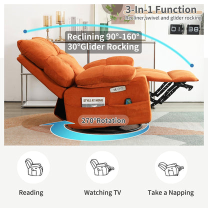 Fauteuil inclinable pivotant XINMICS, fauteuil inclinable électrique à bascule avec massage et chauffage