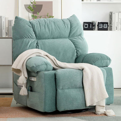 Fauteuil inclinable pivotant XINMICS, fauteuil inclinable électrique à bascule avec massage et chauffage