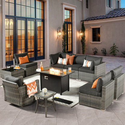 Ensemble de 10 meubles de patio d'extérieur XIZZI avec table à feu