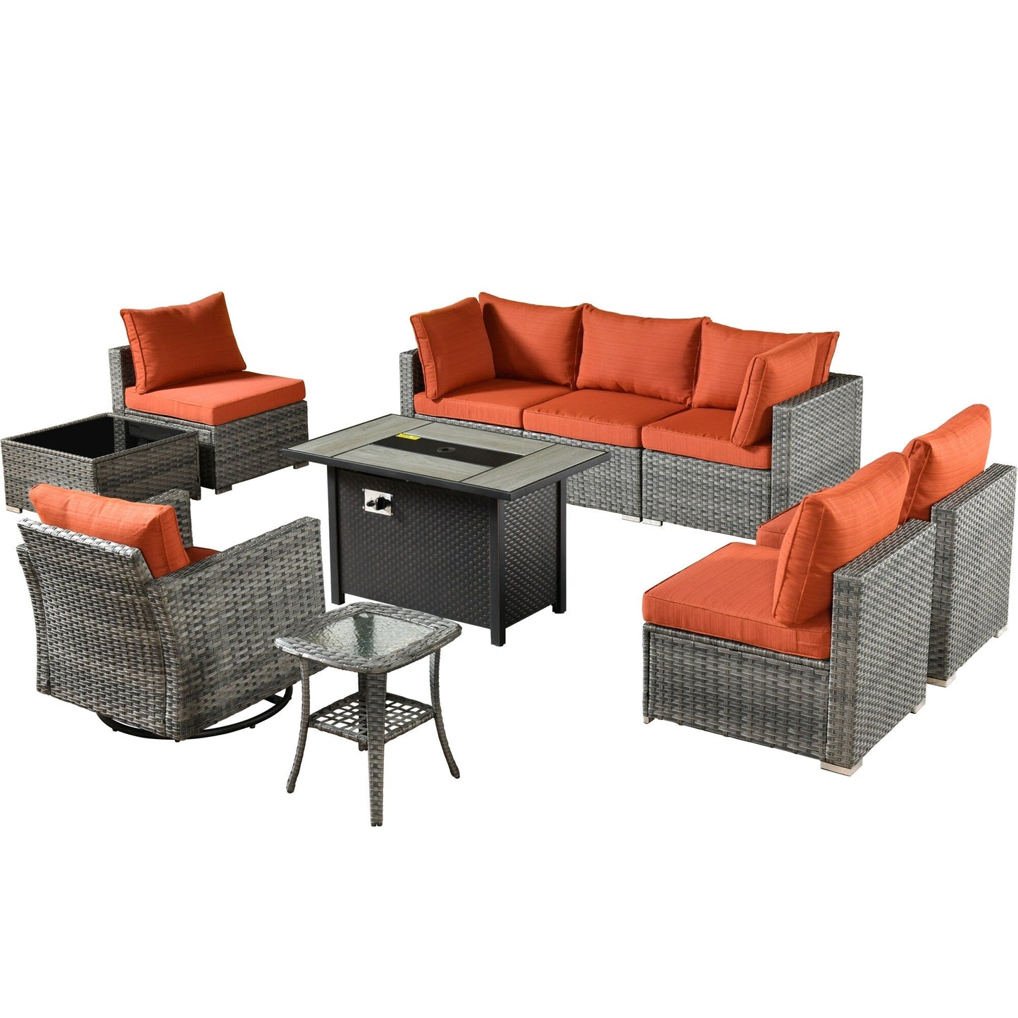 Ensemble de 10 meubles de patio d'extérieur XIZZI avec table à feu