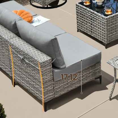 Ensemble de meubles de patio en rotin XIZZI 11 pièces avec table et foyer