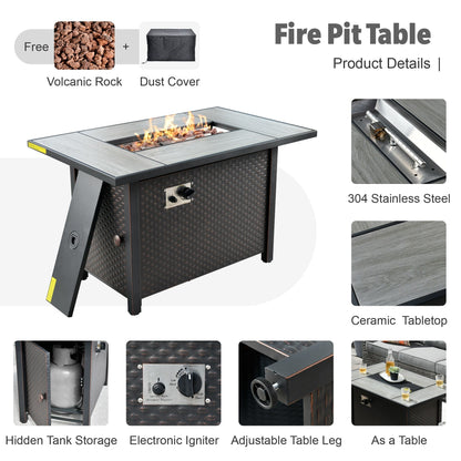 Ensemble de meubles de patio extérieur en osier XIZZI 13 pièces avec table à feu
