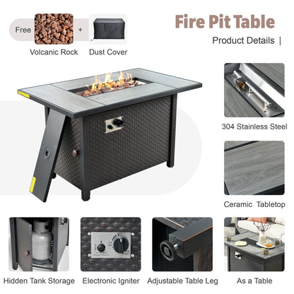 Ensemble de meubles de patio extérieur en osier XIZZI 13 pièces avec table à feu
