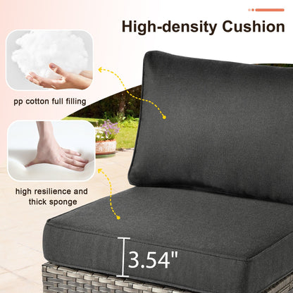 Ensemble de canapés de patio 3 pièces XIZZI avec fauteuil d'angle en rotin et osier