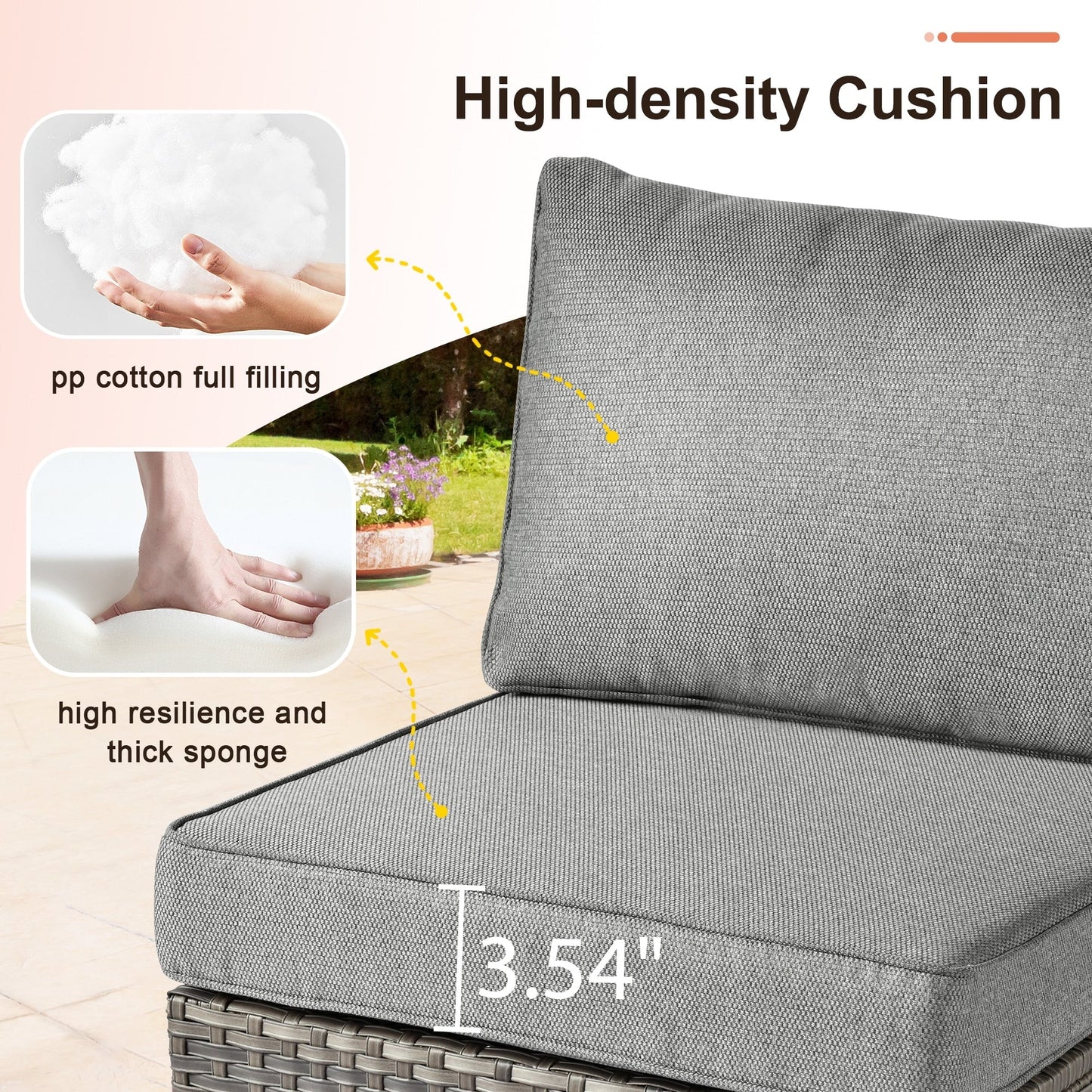 Ensemble de canapés de patio 3 pièces XIZZI avec fauteuil d'angle en rotin et osier
