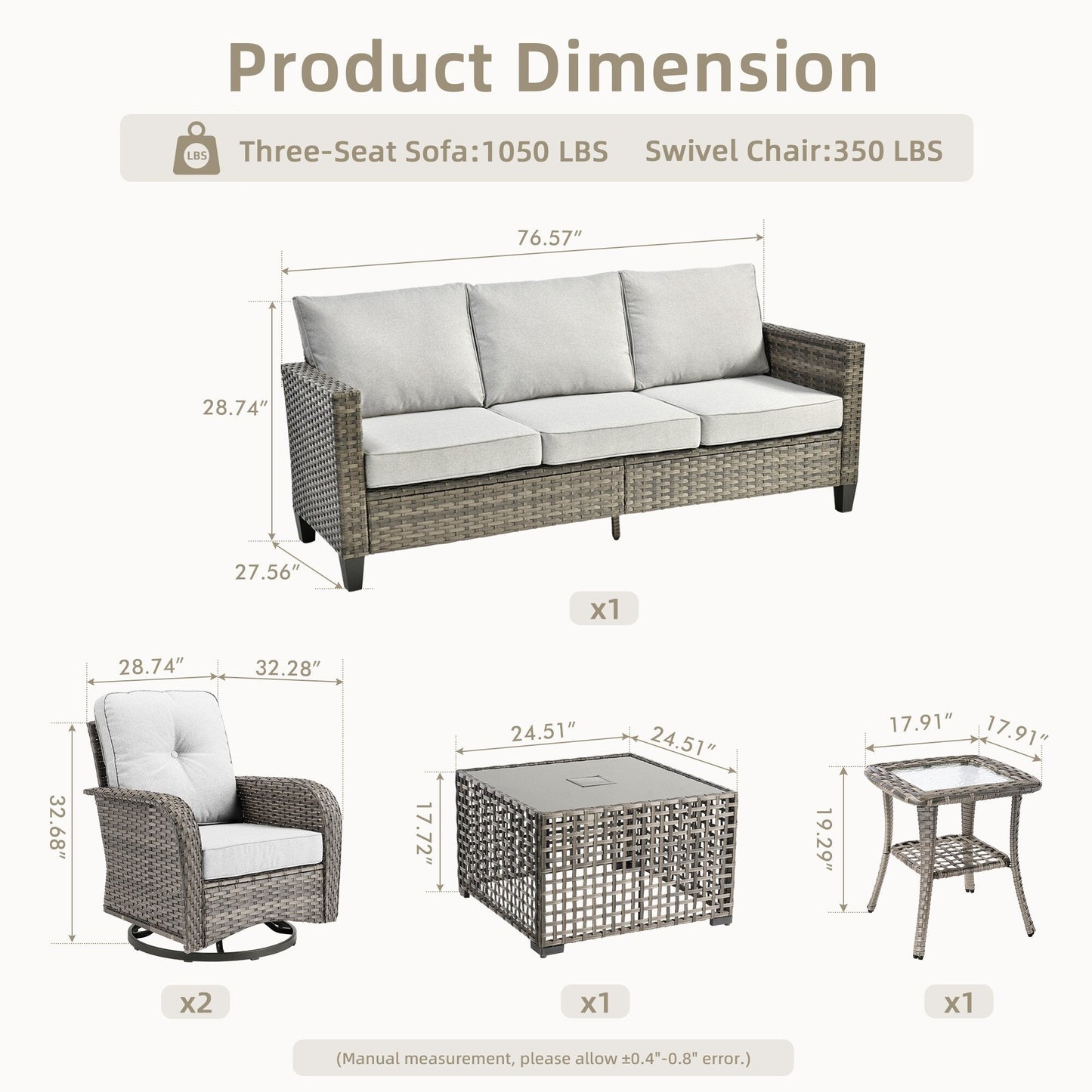 Ensemble de salon de jardin XIZZI en osier gris