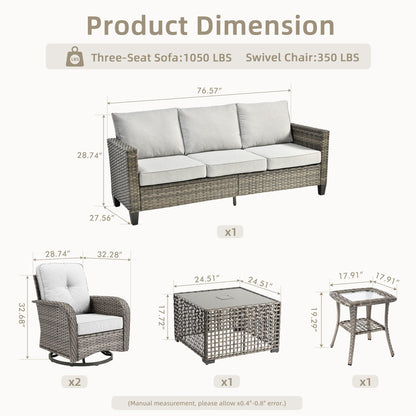 Ensemble de salon de jardin XIZZI en osier gris