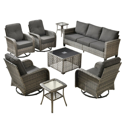 Ensemble de salon de jardin XIZZI en osier gris