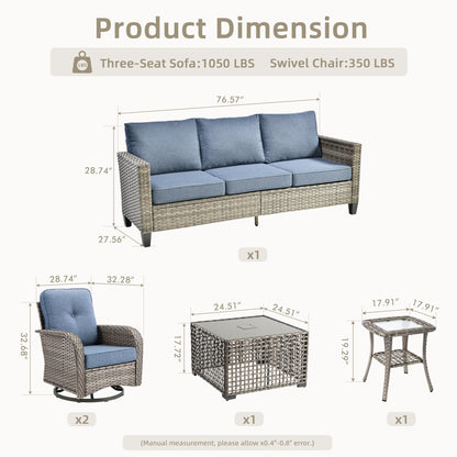 Ensemble de salon de jardin XIZZI en osier gris