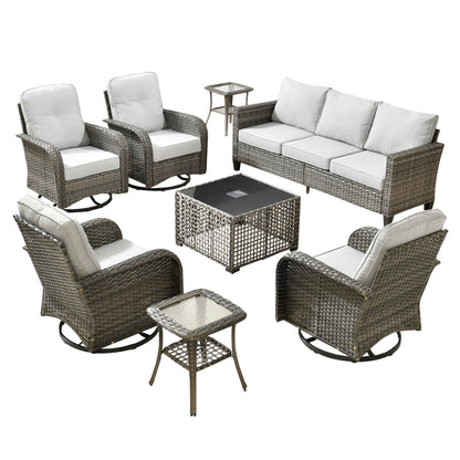 Ensemble de salon de jardin XIZZI en osier gris