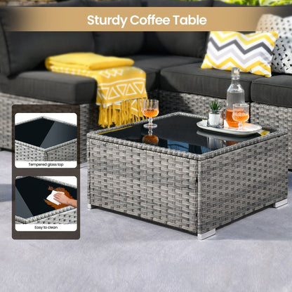 Ensemble de meubles de patio XIZZI 6 pièces, canapé d'extérieur en rotin avec foyer