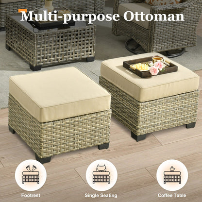 Ensemble de canapés de patio XIZZI 7 pièces avec accoudoirs larges et poufs