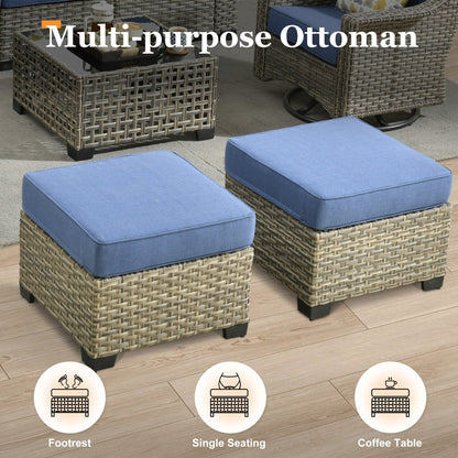 Ensemble de canapés de patio XIZZI 7 pièces avec accoudoirs larges et poufs