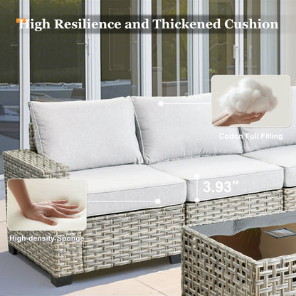 Ensemble de canapés de patio XIZZI 7 pièces avec accoudoirs larges et poufs