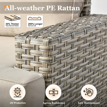 Ensemble de canapés de patio XIZZI 7 pièces avec accoudoirs larges et poufs
