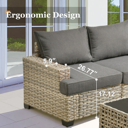 Ensemble de canapés de patio XIZZI 7 pièces avec accoudoirs larges et poufs