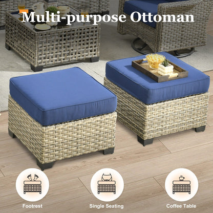Ensemble de canapés de patio XIZZI 7 pièces avec accoudoirs larges et poufs