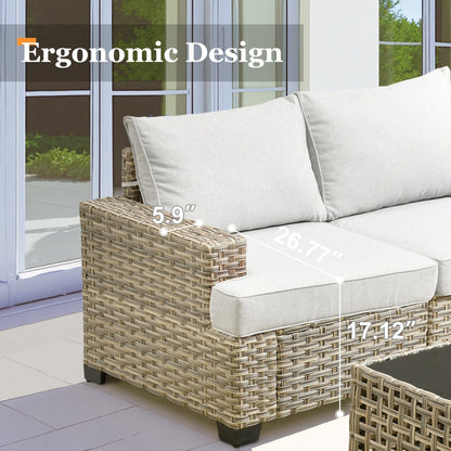 Ensemble de canapés de patio XIZZI 7 pièces avec accoudoirs larges et poufs