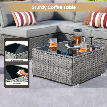 Ensemble de 8 chaises pivotantes en osier pour patio extérieur XIZZI avec table et foyer