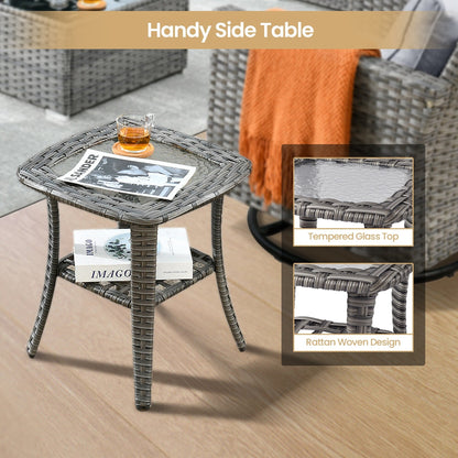 Ensemble de 8 chaises pivotantes en osier pour patio extérieur XIZZI avec table et foyer