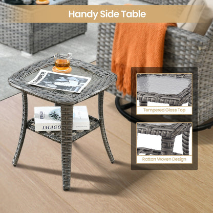 Ensemble de 8 chaises pivotantes en osier pour patio extérieur XIZZI avec table et foyer