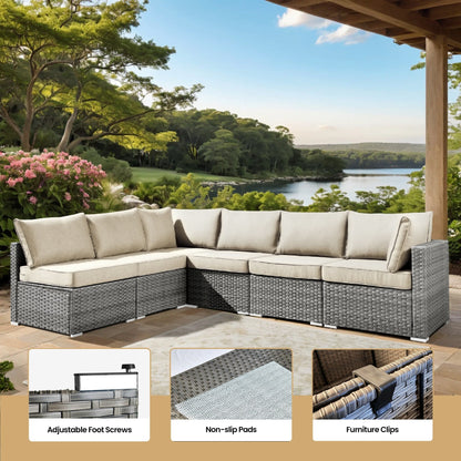 Ensemble de meubles de patio XIZZI 8 pièces en osier avec foyer
