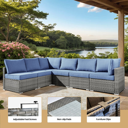 Ensemble de meubles de patio XIZZI 8 pièces en osier avec foyer