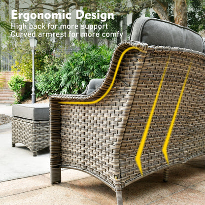 Ensemble de meubles de patio XIZZI 8 pièces en osier avec chaises pivotantes