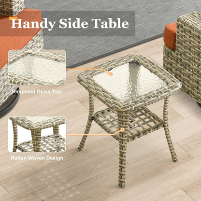 Ensemble de meubles de patio en osier XIZZI 8 pièces avec chaises pivotantes