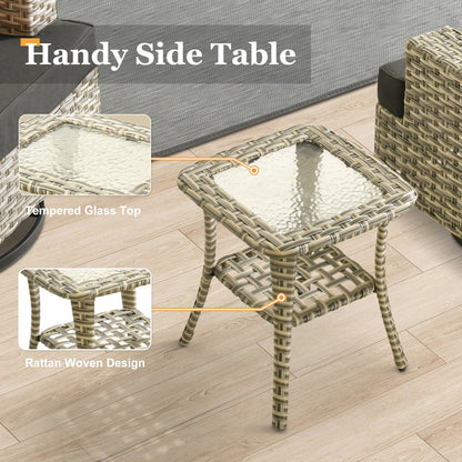 Ensemble de meubles de patio en osier XIZZI 8 pièces avec chaises pivotantes