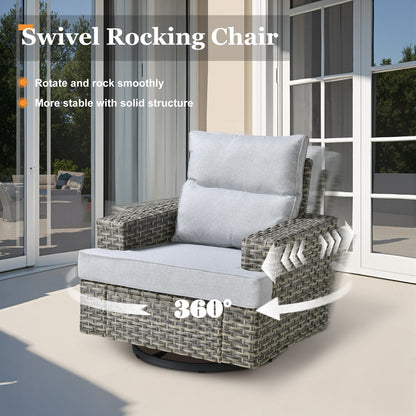 Ensemble de meubles de patio en osier XIZZI 8 pièces avec chaises pivotantes