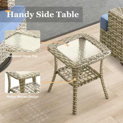 Ensemble de meubles de patio en osier XIZZI 8 pièces avec chaises pivotantes