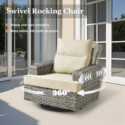 Ensemble de meubles de patio en osier XIZZI 8 pièces avec chaises pivotantes