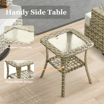 Ensemble de meubles de patio en osier XIZZI 8 pièces avec chaises pivotantes