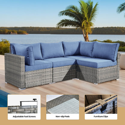 XIZZI Ensemble de 9 meubles de patio en osier pivotants avec table et foyer