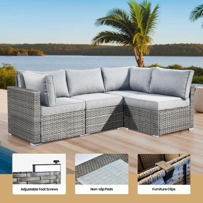 XIZZI Ensemble de 9 meubles de patio en osier pivotants avec table et foyer