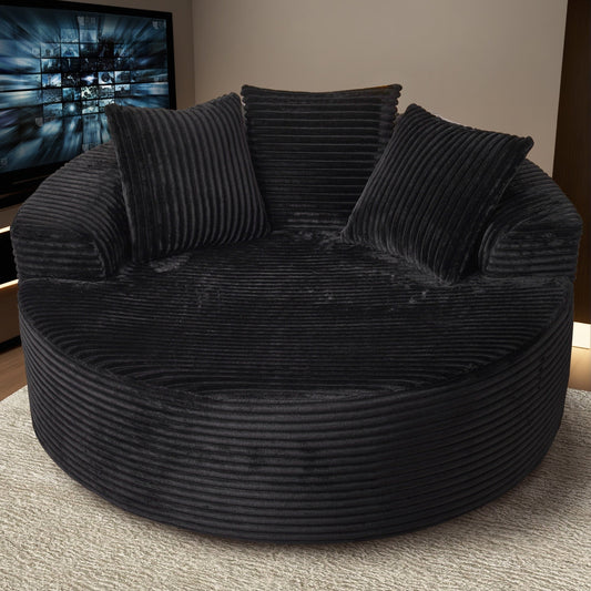 Canapé rond moderne en peluche XIZZI avec coussins