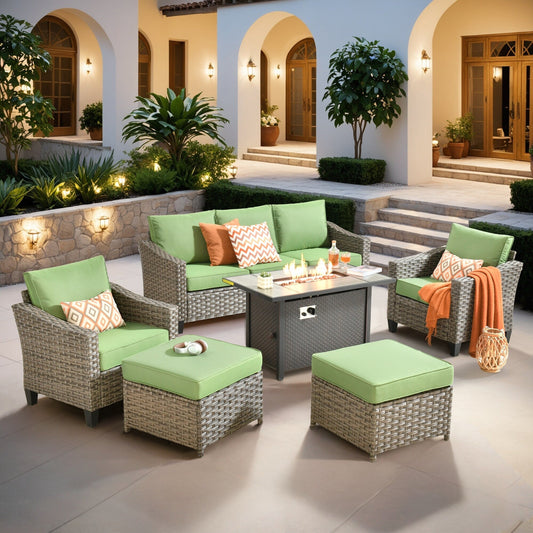 Ensemble de meubles de patio extérieur XIZZI avec table et foyer