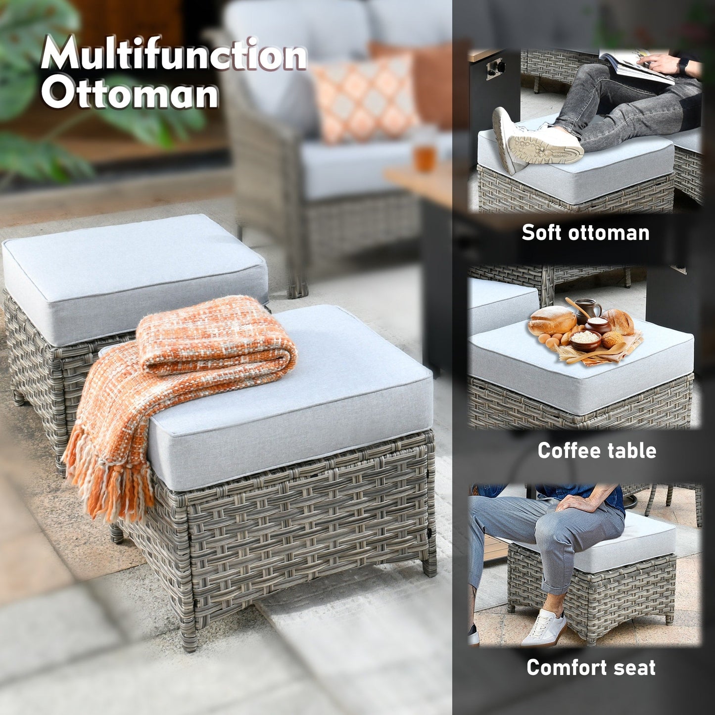 Ensemble de meubles de patio XIZZI 8 pièces en osier avec chaises pivotantes