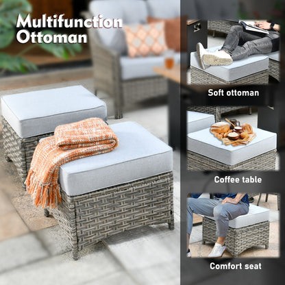 Ensemble de meubles de patio XIZZI 8 pièces en osier avec chaises pivotantes