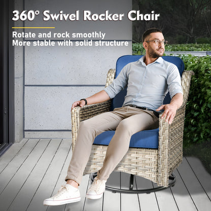 Ensemble de meubles de patio XIZZI 8 pièces en osier avec chaises pivotantes