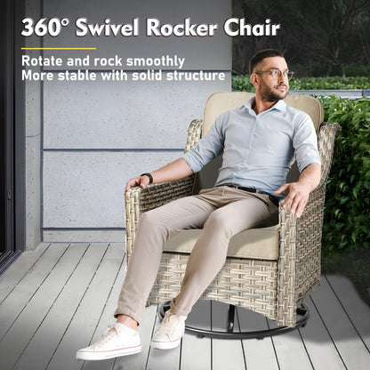 Ensemble de meubles de patio XIZZI 8 pièces en osier avec chaises pivotantes