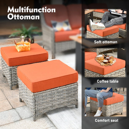 Ensemble de meubles de patio XIZZI 8 pièces en osier avec chaises pivotantes