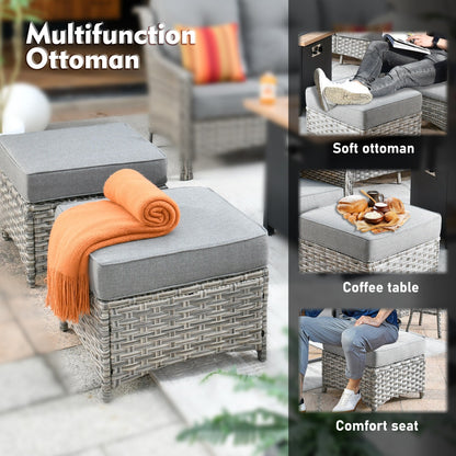 Ensemble de meubles de patio XIZZI 8 pièces en osier avec chaises pivotantes
