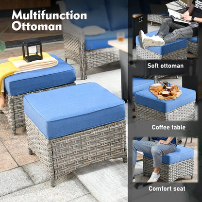 Ensemble de meubles de patio XIZZI 8 pièces en osier avec chaises pivotantes