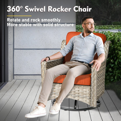 Ensemble de meubles de patio XIZZI 8 pièces en osier avec chaises pivotantes