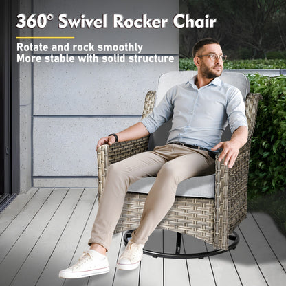 Ensemble de meubles de patio XIZZI 8 pièces en osier avec chaises pivotantes